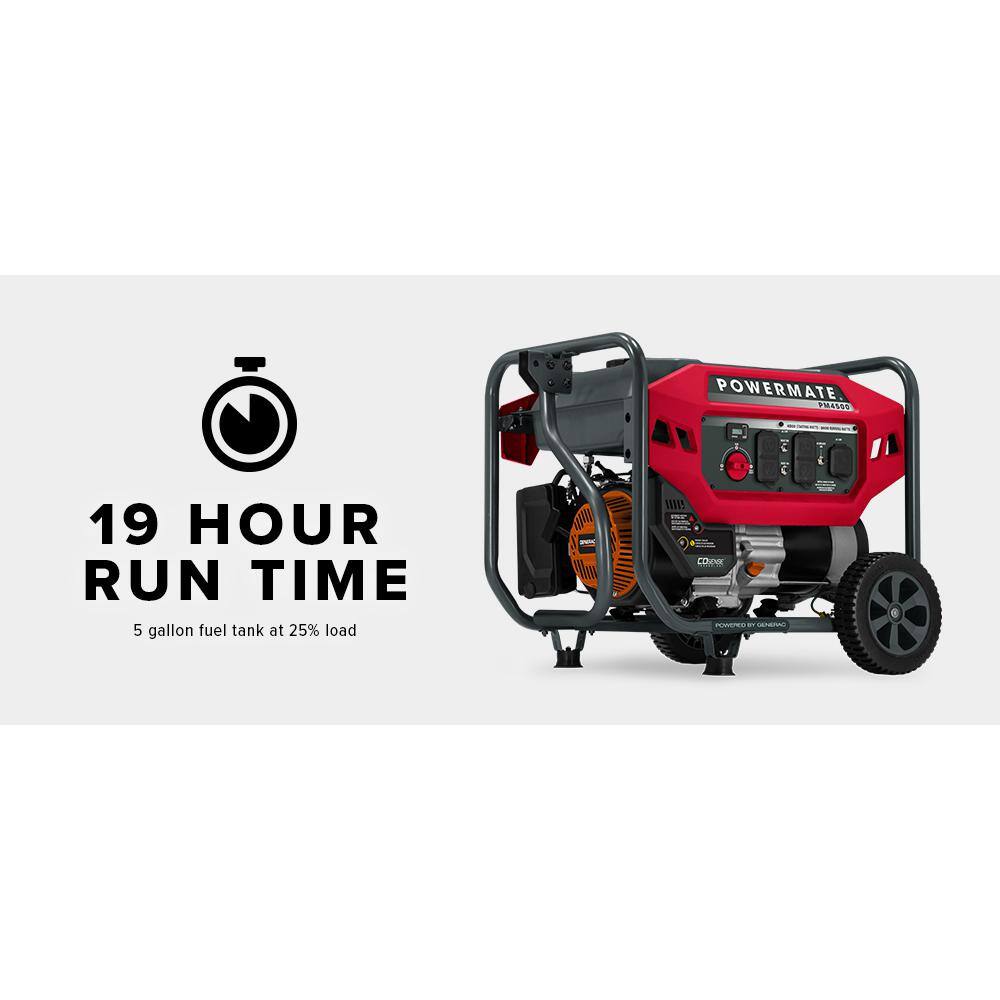 Powermate P0081200 PM4500 3600-Watt Manual Start Gas-Powered Portable Generator with CO-Sense. 50-ST