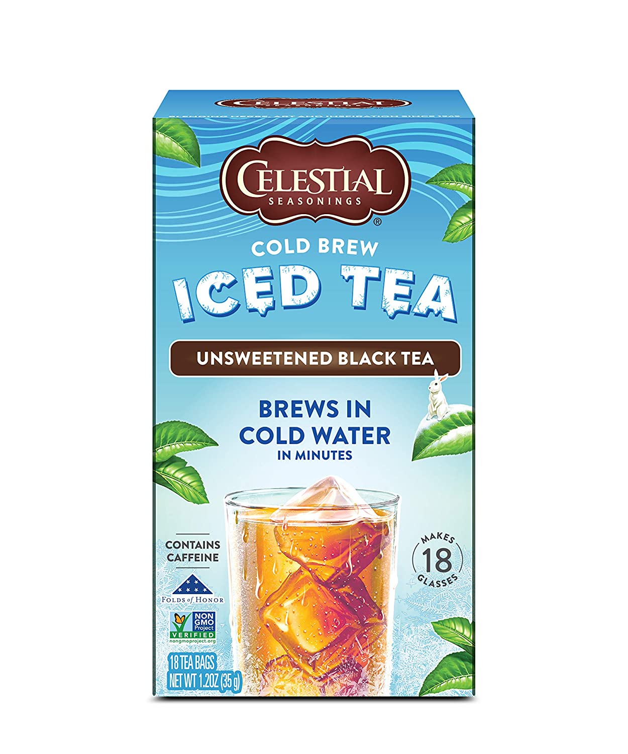 Celestial Seasonings Cold Brew Iced Tea. Unsweetened. Contains Caffeine. 18 Tea Bags (Pack of 6)