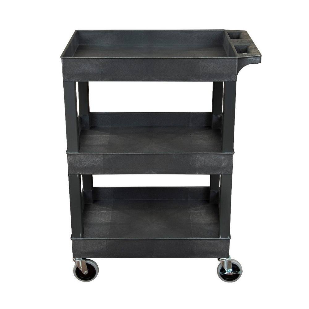 Luxor SEC111-B SEC 3-Shelf Polypropylene Utility Cart Black