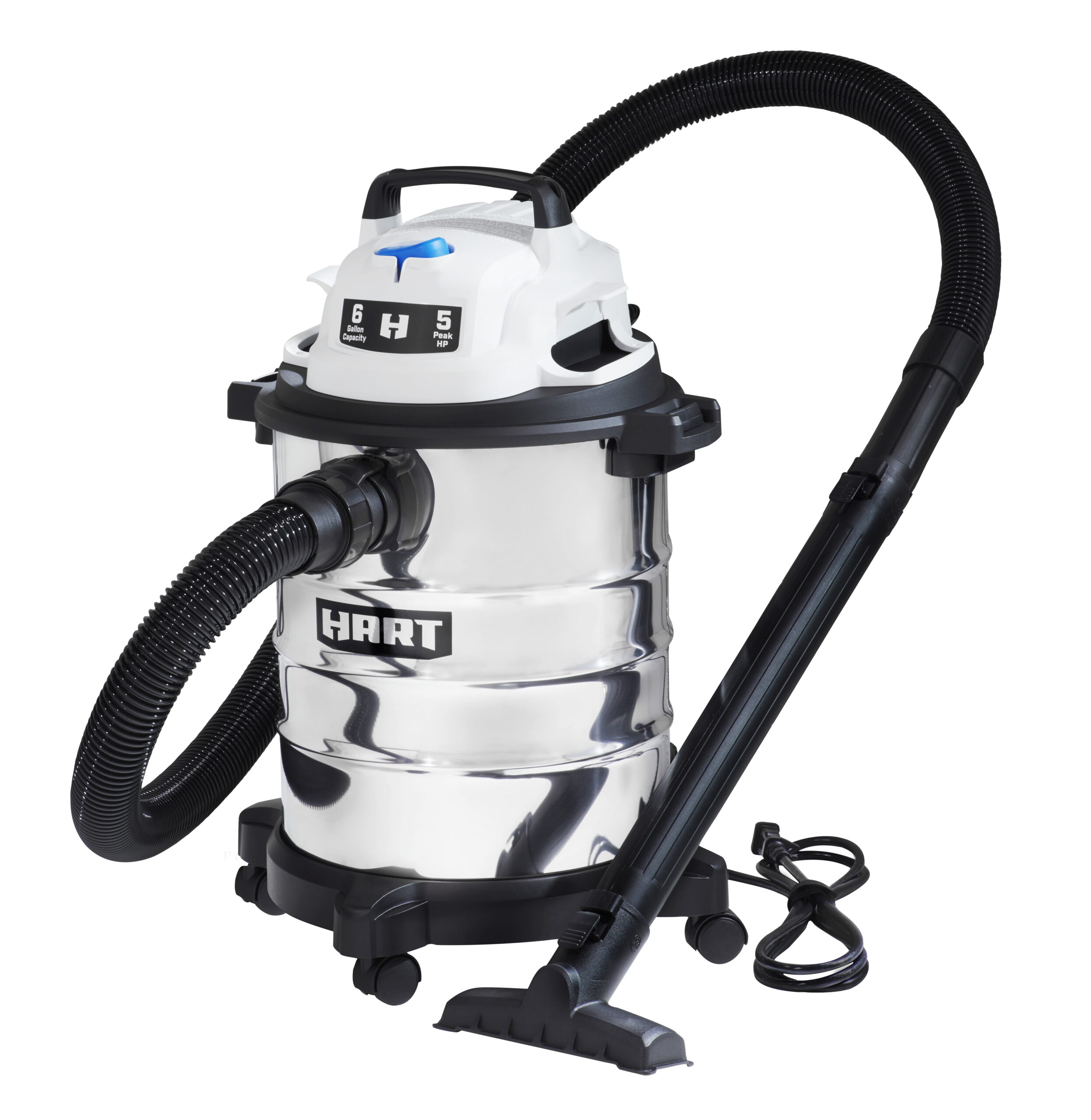 HART 6 Gallon 5 Peak HP Stainless Steel Wet/Dry Vacuum with Cartridge Filter. VOC608S 3702