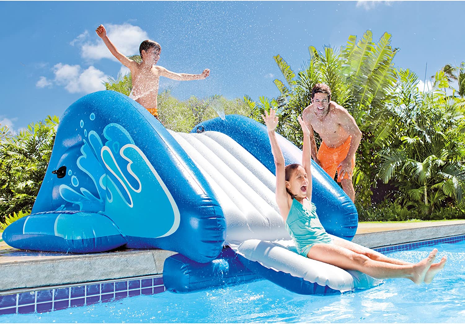 Intex 58849EP Kool Splash Durable Inflatable Play Center Swimming Pool with Built In Sprayers for Kids and Adults. Age 6 and Up . Blue