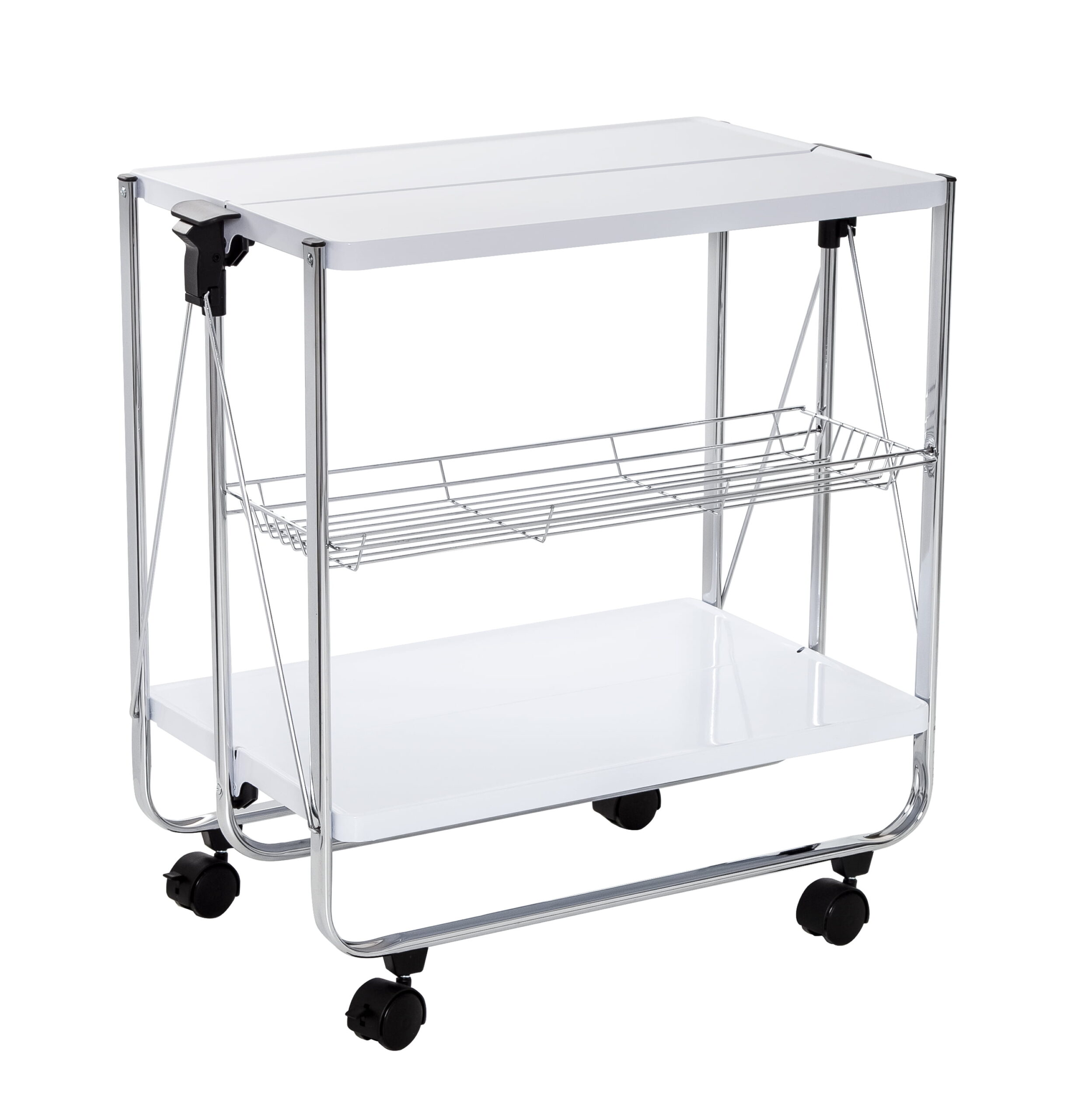 Honey-Can-Do Foldable Kitchen Cart. White/Chrome