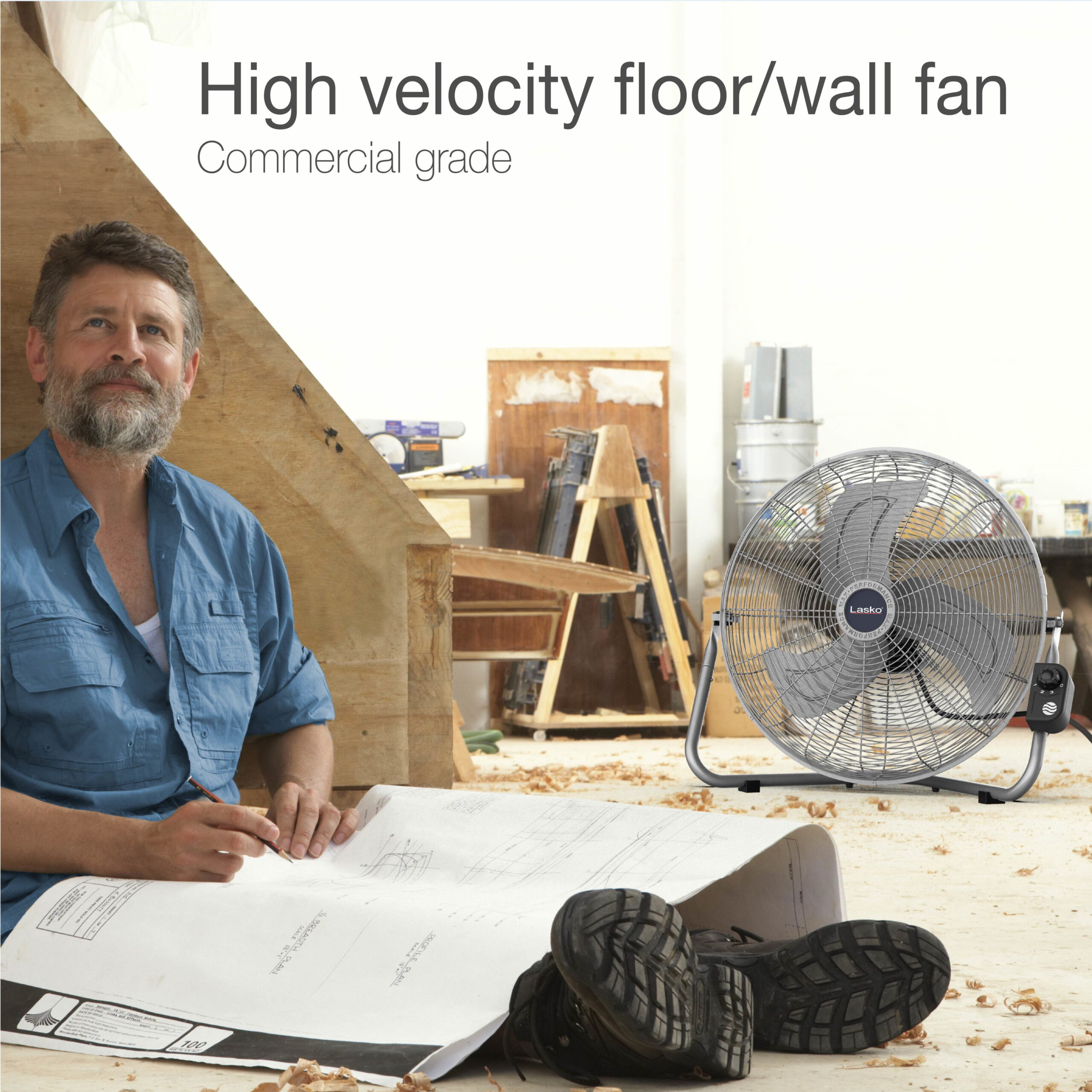 Lasko 20″ Max Performance Pivoting High Velocity Floor Fan with Wall Mount Option. 2265QM