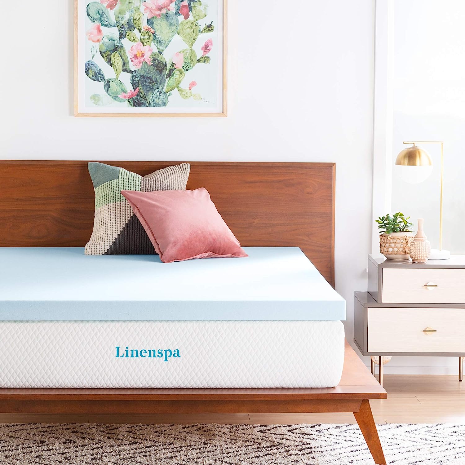 Linenspa 3 Inch Memory Foam Mattress Topper. Gel Infused California King Mattress Topper. CertiPUR-US Certified