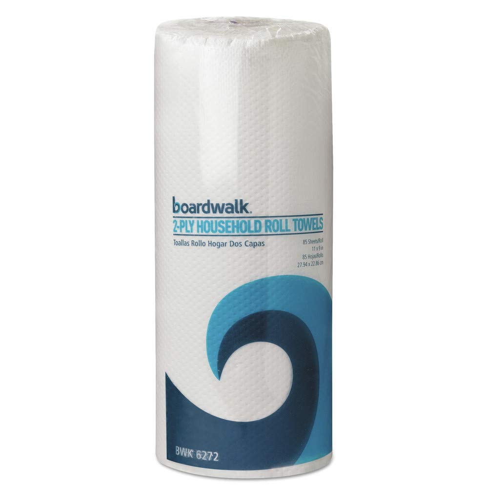 Boardwalk Perforated 2-Ply 9 in. x 11 in. Household Paper Towel Rolls - White (85 Sheets/Roll. 30 Rolls/Carton)