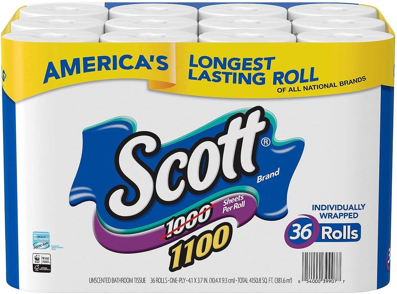 Scott 1000 Sheetsper Roll Toilet Paper (36Count).Blue