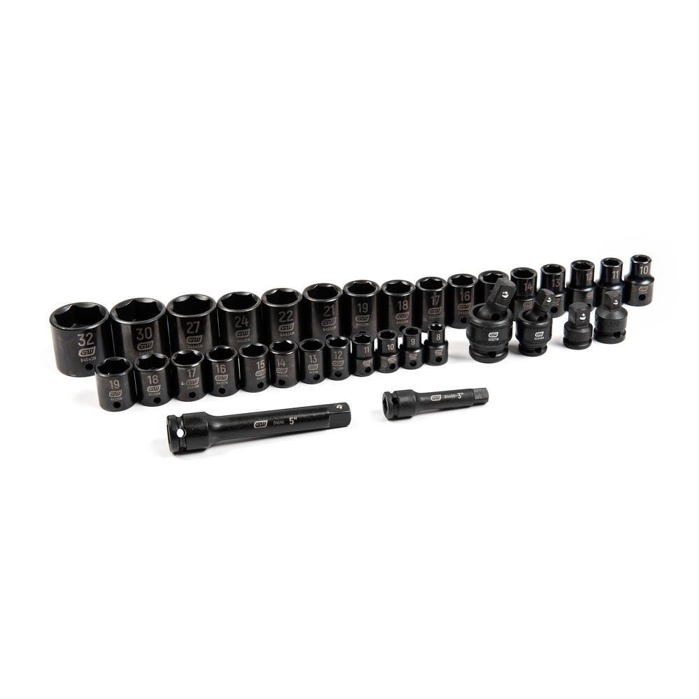 GEARWRENCH 1006452338 34-Piece Metric 3/8 in.. 1/2 in. Impact Socket Tray Set