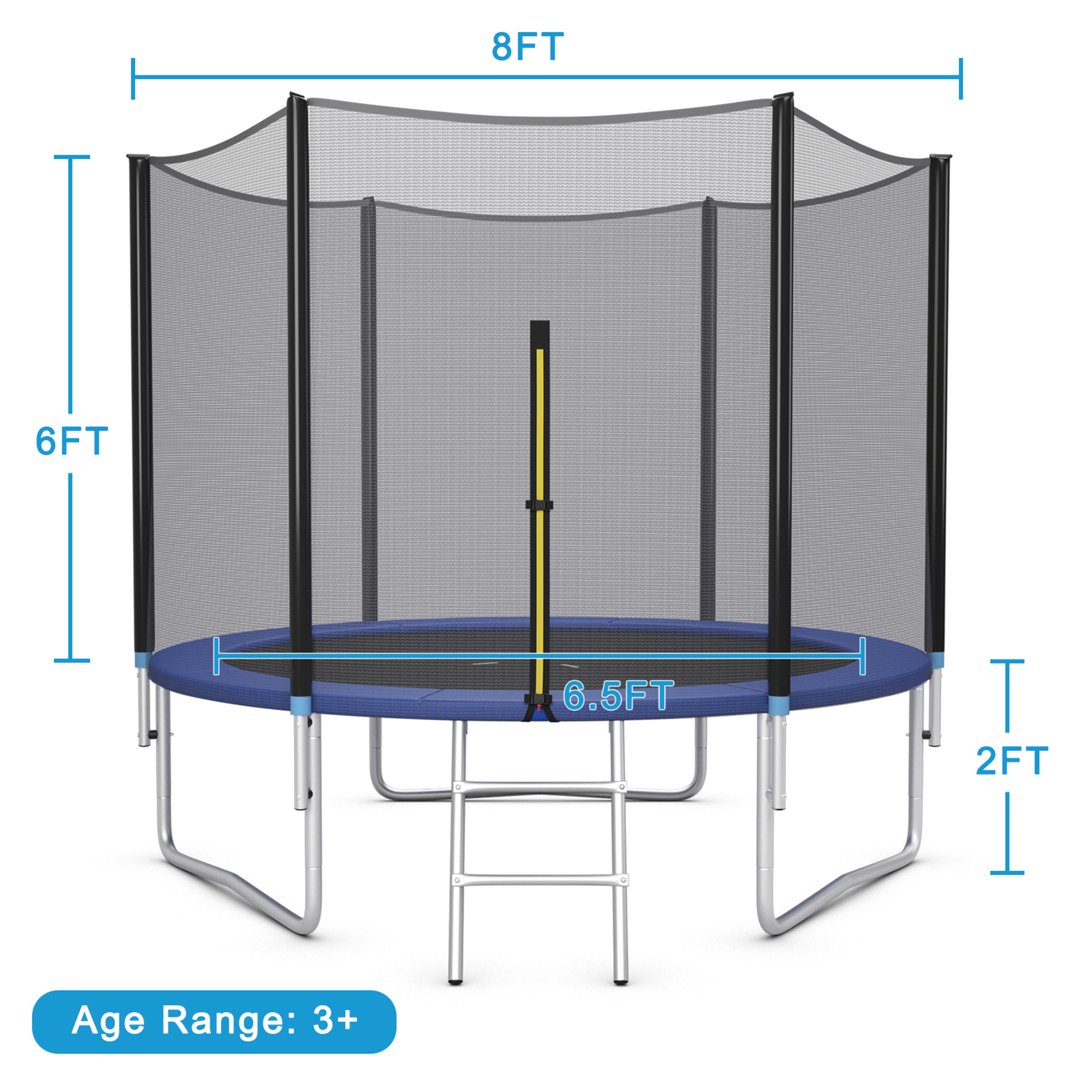 Gymax 8 FT Outdoor Trampoline Bounce Combo W/Safety Closure Net Ladder