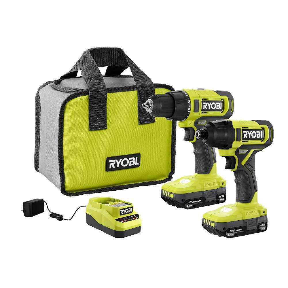 RYOBI PCL1200K2 ONE+ 18V Cordless 2-Tool Combo Kit with Drill/Driver. Impact Driver. (2) 1.5 Ah Batteries. and Charger
