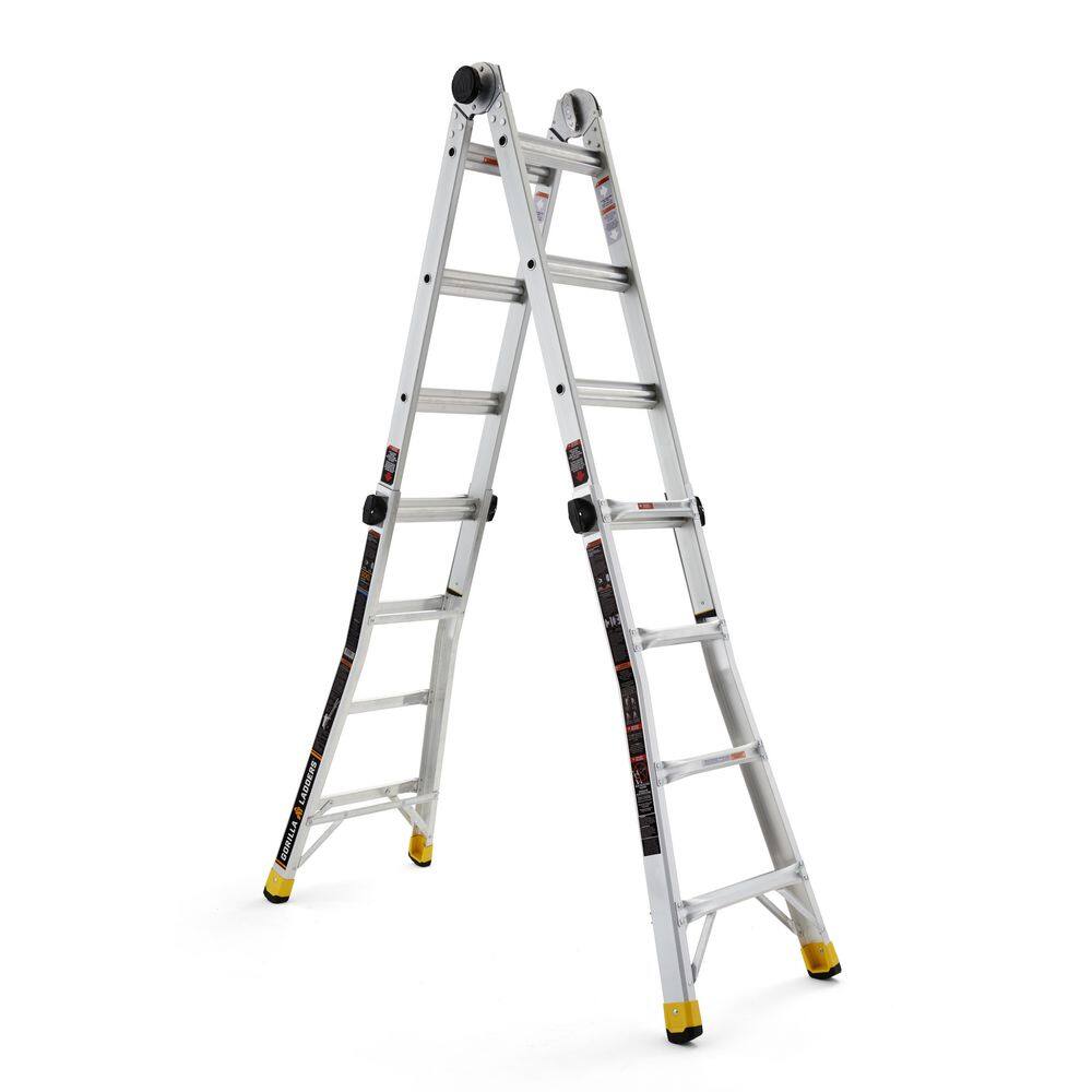 Gorilla Ladders GLMPXA-18 18 ft. Reach MPXA Aluminum Multi-Position Ladder with 300 lbs. Load Capacity Type IA Duty Rating