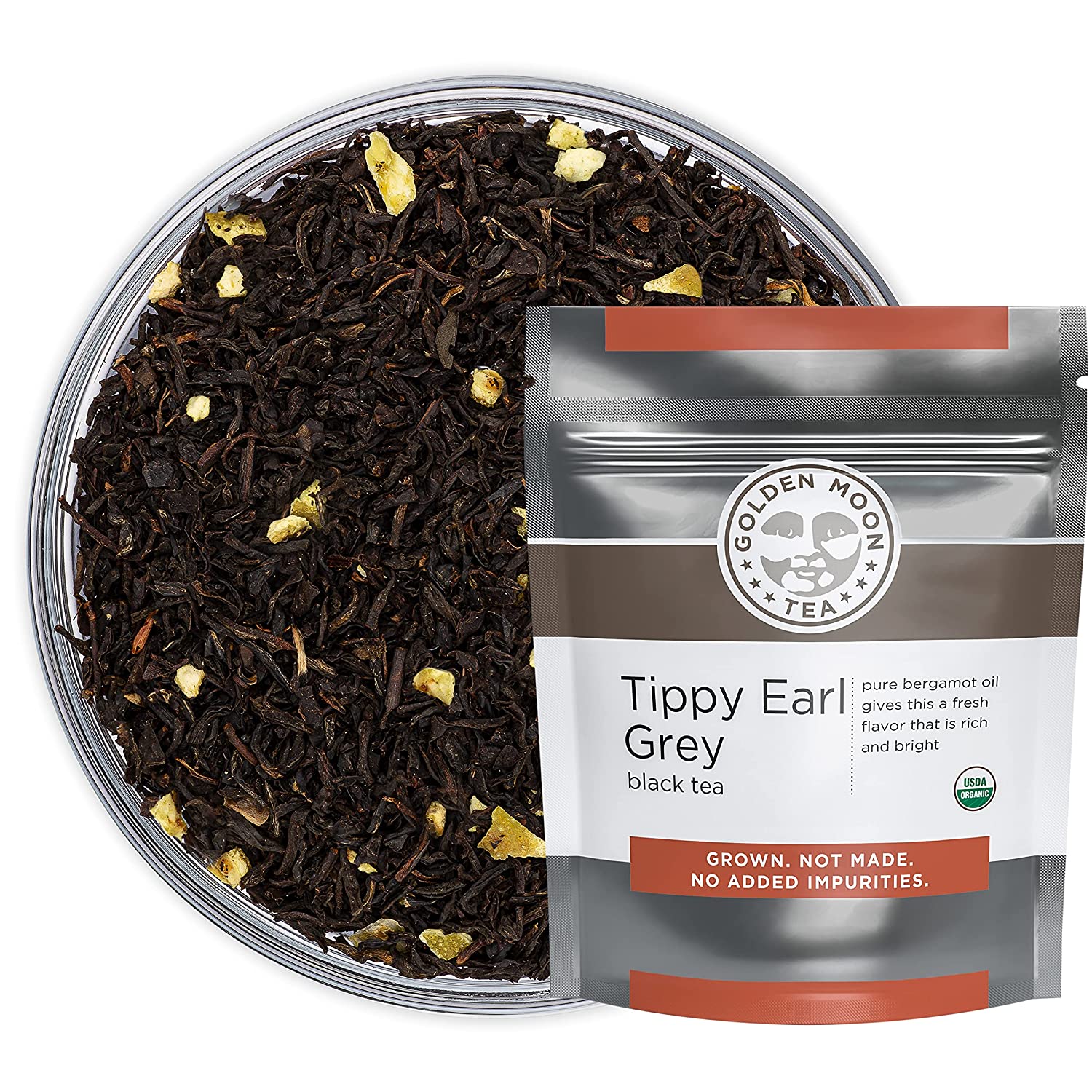 Golden Moon Tippy Earl Gray Tea. Organic Black Tea. 8 Ounce (Pack of 1)