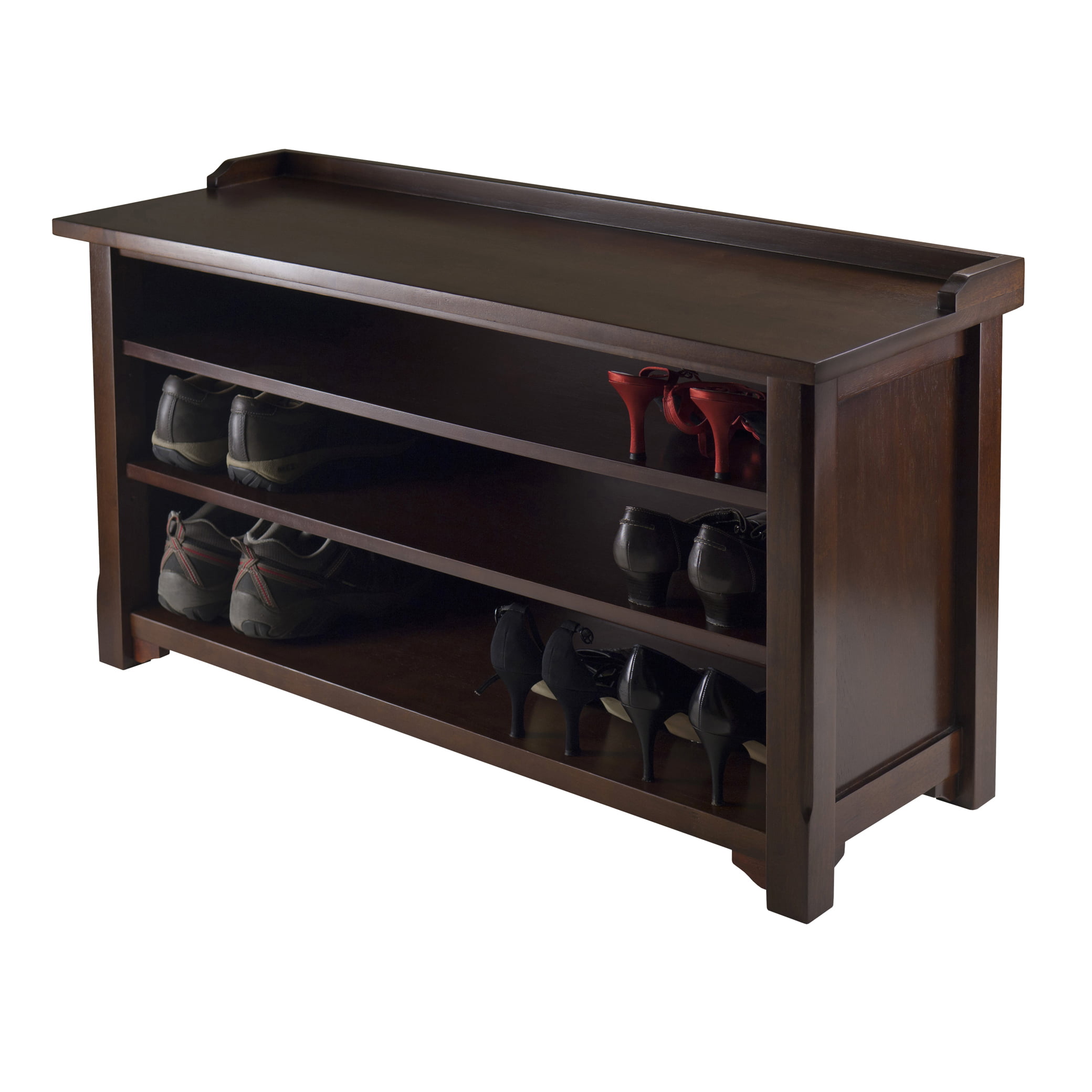 Winsome Wood Dayton Bench. Shoe Storage. Walnut Finish