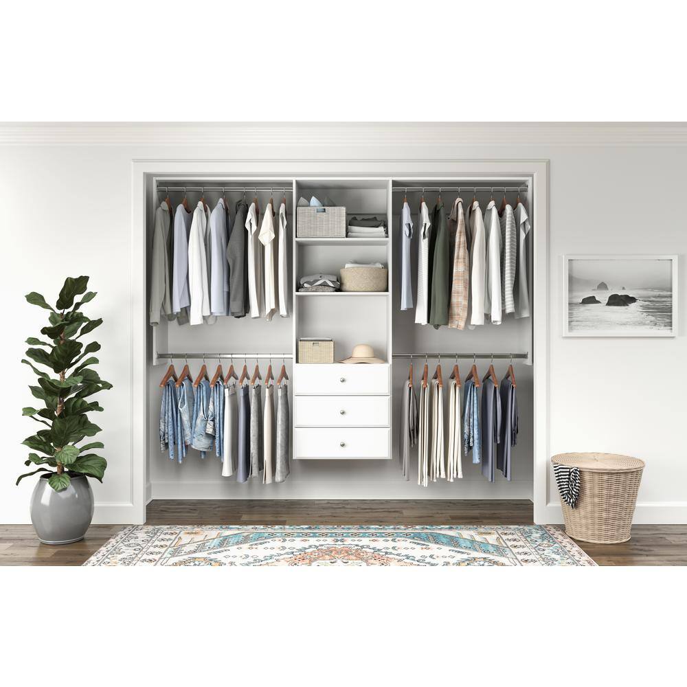 Closet Evolution WH55 Premium 60 in. W - 96 in. W White Wood Closet System