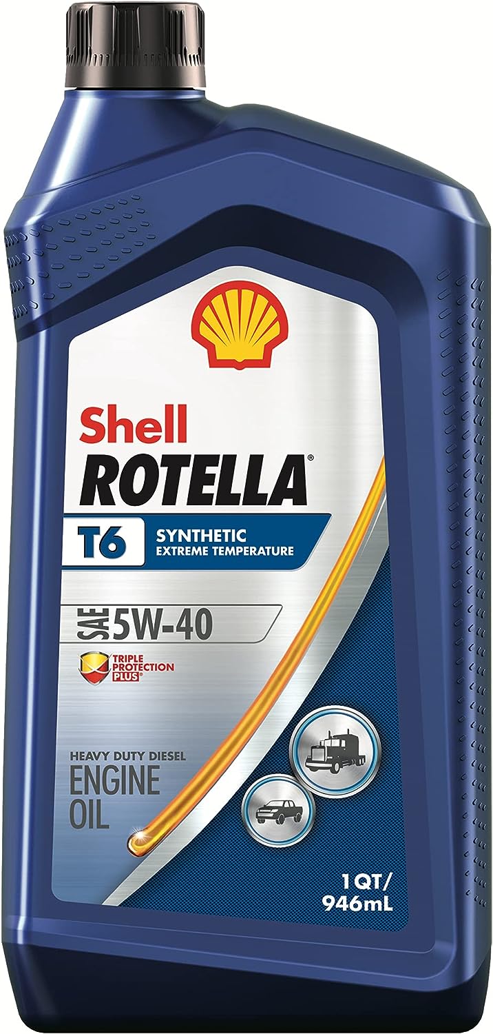 Shell Rotella T6 Full Synthetic 5W-40 Diesel Engine Oil (1-Quart. Case of 6)