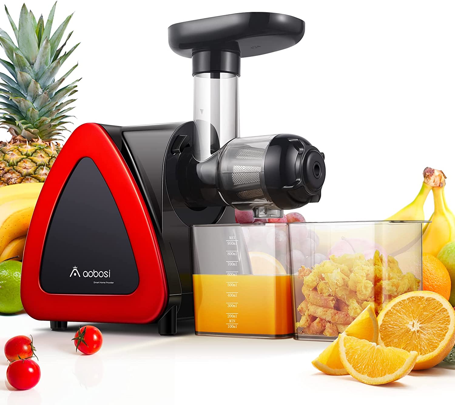 Aobosi Slow Masticating Juicer Machine. Cold Press juicer Extractor. Quiet Motor. Reverse Function. High Nutrient Fruit and Vegetable Juice with Juice Jug & Brush for Cleaning