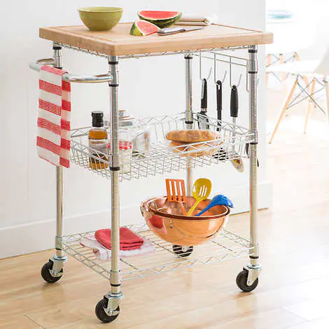 TRINITY EcoStorage® Bamboo Top Kitchen Cart