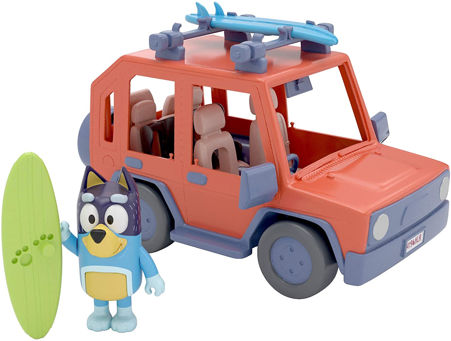 Bluey. 4WD Family Vehicle. with 1 Figure and 2 Surfboards