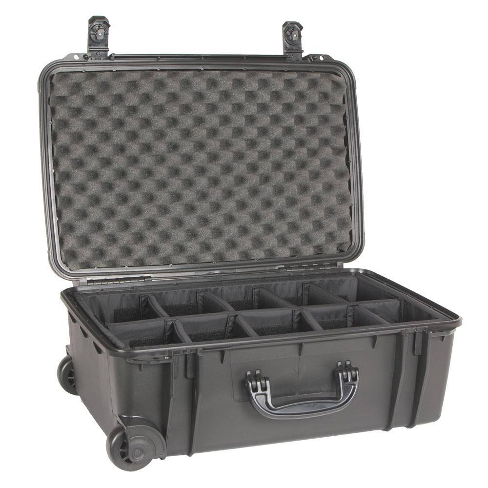 Seahorse 920D.BK 23.96 in. L x 16 in. W x 10.10 in. H. Large Rolling Watertight Case with Dividers in Black