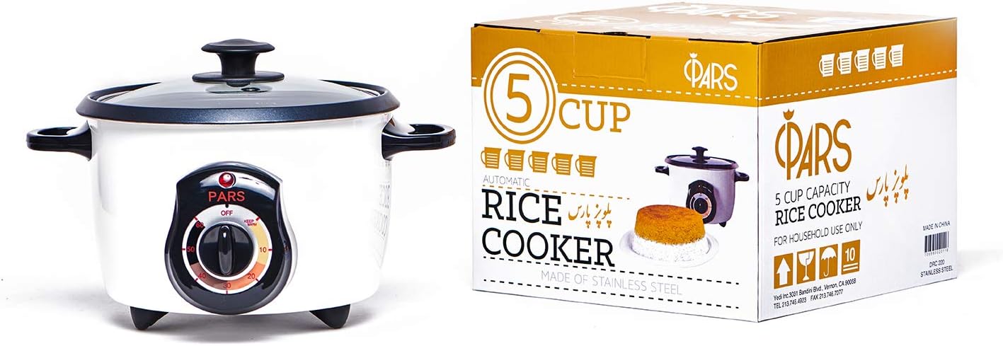 Pars Automatic Persian Rice Cooker - Tahdig Rice Maker Perfect Rice Crust. 5 Cup