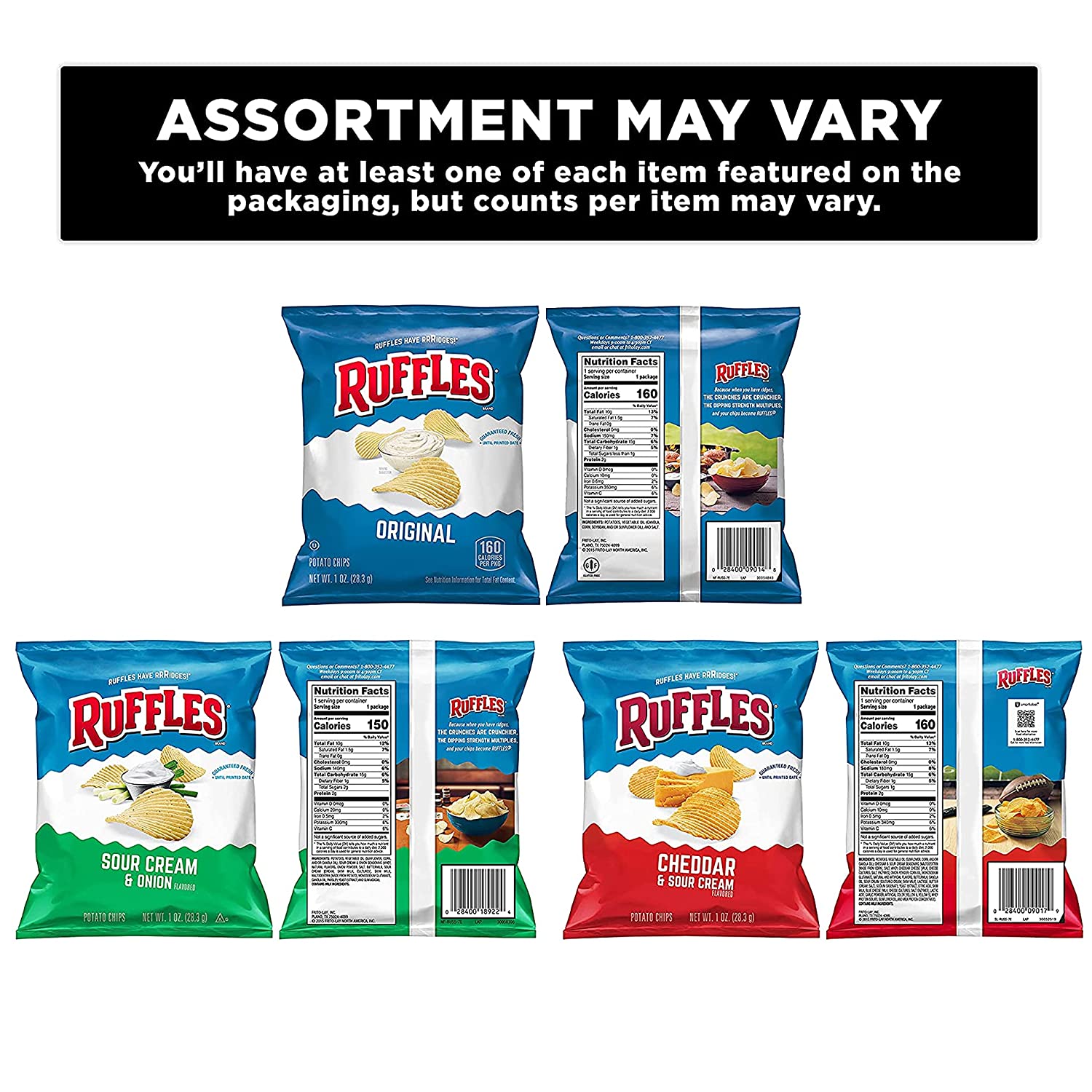 Ruffles Potato Chips Variety Pack. 40 Count