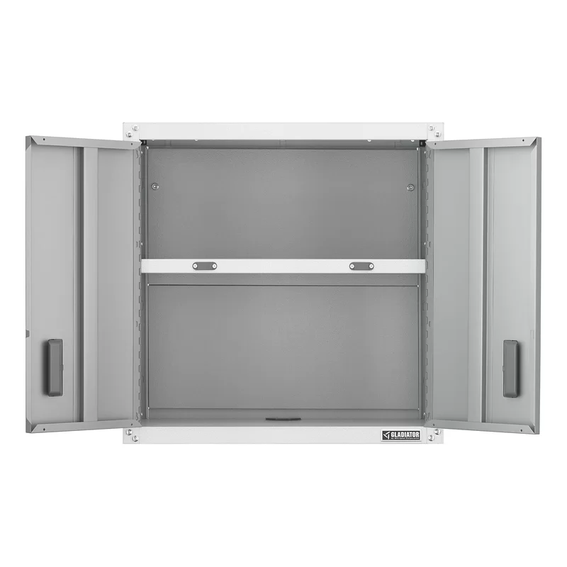 Gladiator GAWG28FVEW Steel 2-Shelf Wall Mounted Garage Cabinet in White (28 in W x 28 in H x 12 in D)