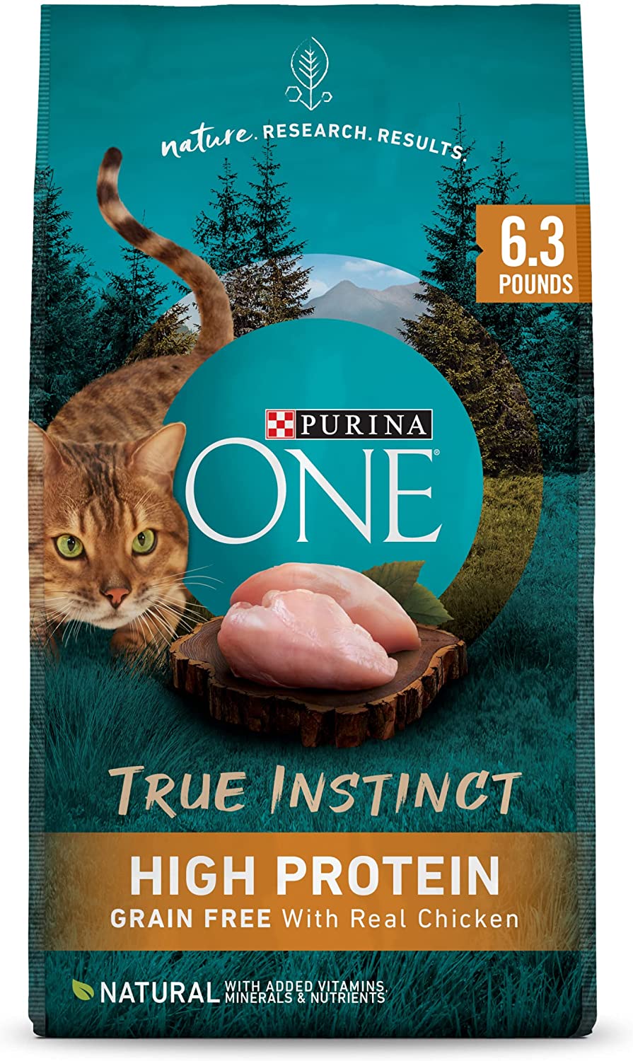 Purina ONE Adult Dry and Wet Cat Food True Instinct Grain Free High Protein. Natural Formula  6.3 lb. Bag
