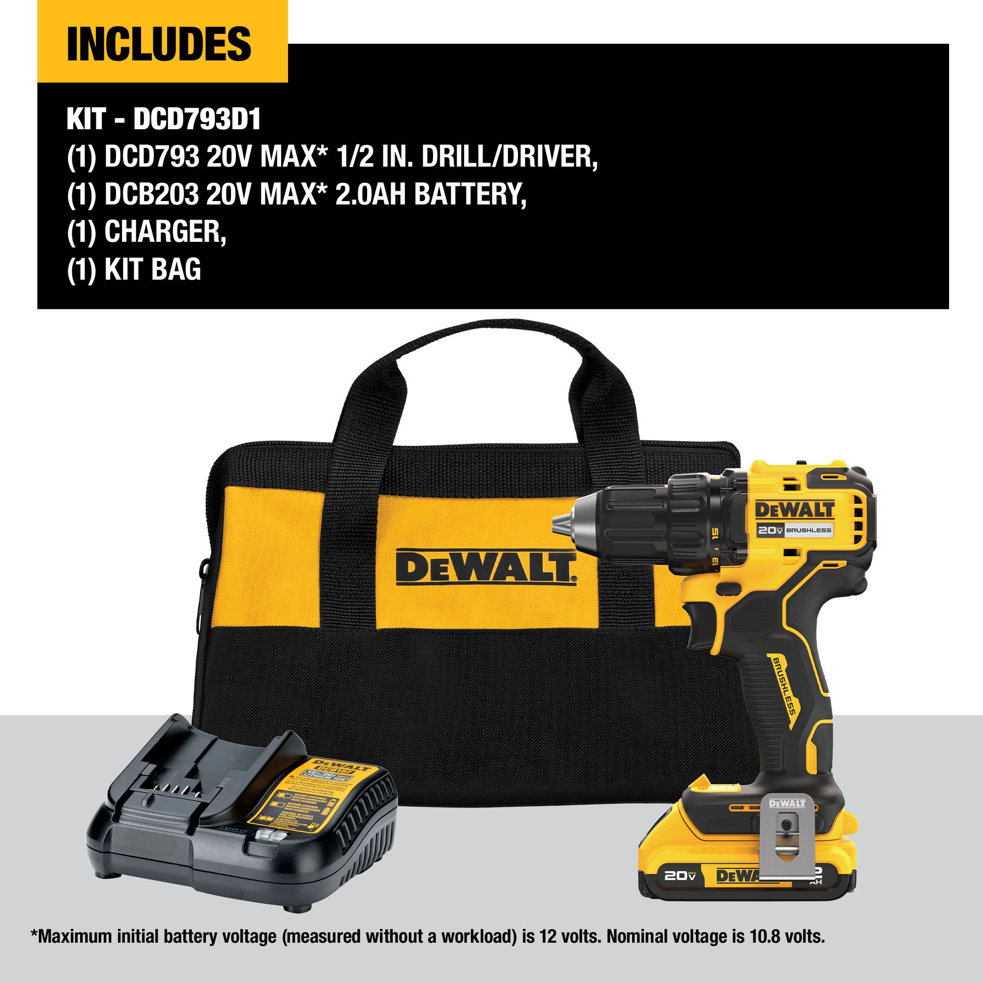 DEWALT DEWALT 20V BRUSHLESS Compact Drill/Driver Kit