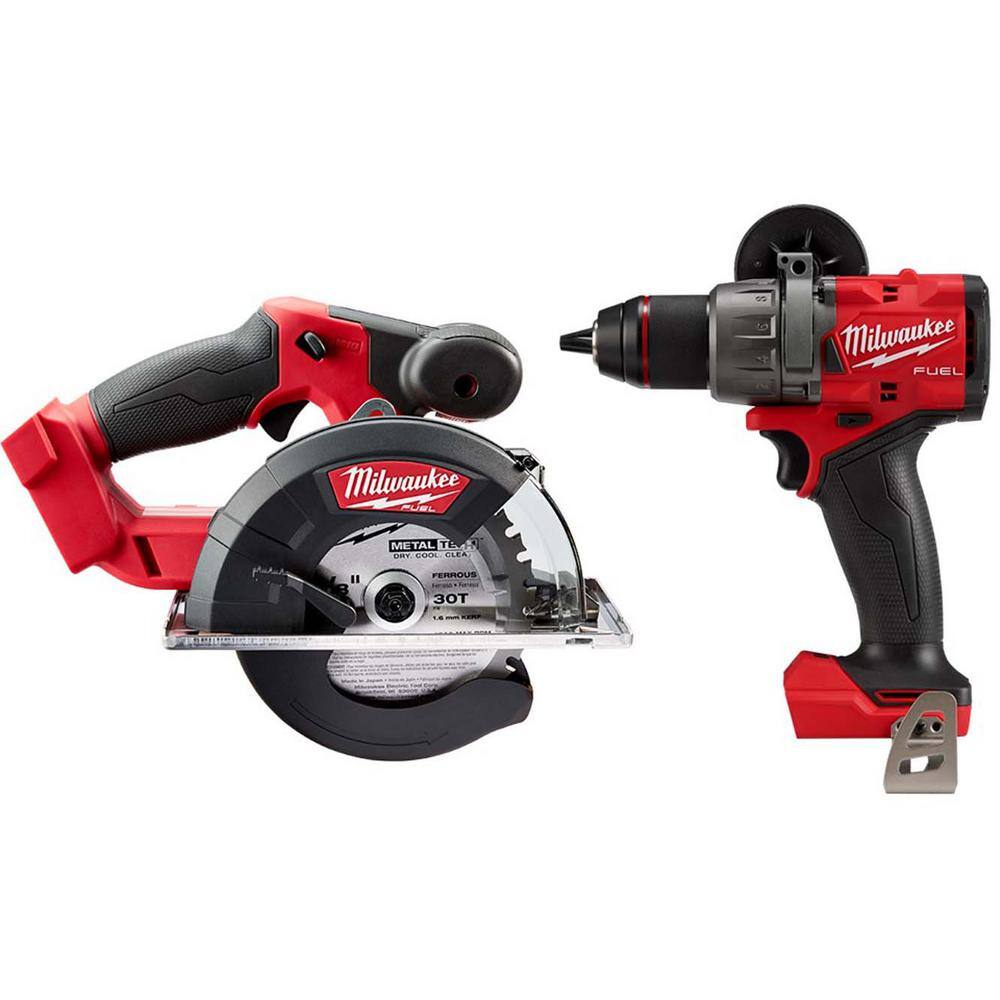 Milwaukee 2782-20-2904-20 M18 FUEL 18-Volt Lithium-Ion Brushless Cordless Metal Cutting 5-3/8 in. Circular Saw with 1/2 in. Hammer Drill/Driver