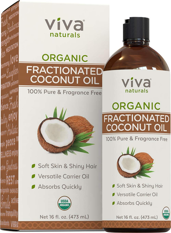 Viva Naturals Organic Fractionated Coconut Oil for Hair. Carrier Oil - 16 fl oz