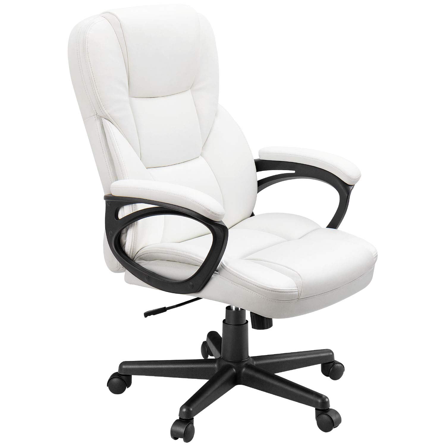 Lacoo Faux Leather High-Back Executive Office Chair with Lumbar Support. White