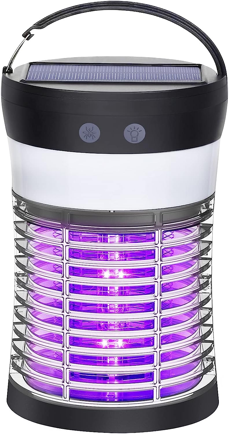 Elechome Bug Zapper. Solar Mosquito Zapper for Indoor & Outdoor. Rechargeable Electric Insect Fly Trap for Home.Kitchen.Patio. Backyard.Camping (3000 Volt)