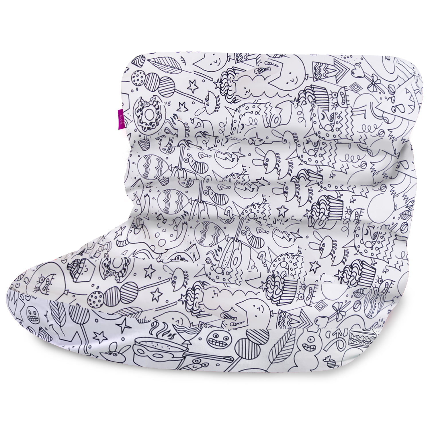 Posh Creations Laguna Lounger Bean Bag Chair. Kids. 3 ft. Canvas Coloring Fabric Creatures
