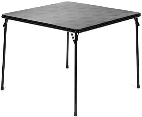 XL Series Square Folding Card Table (38″) - Easy-to-Use Collapsible Legs for Portability and Storage - Vinyl Upholstery for Convenient Cleaning - Steel Construction. Wheelchair Accessible (Black)