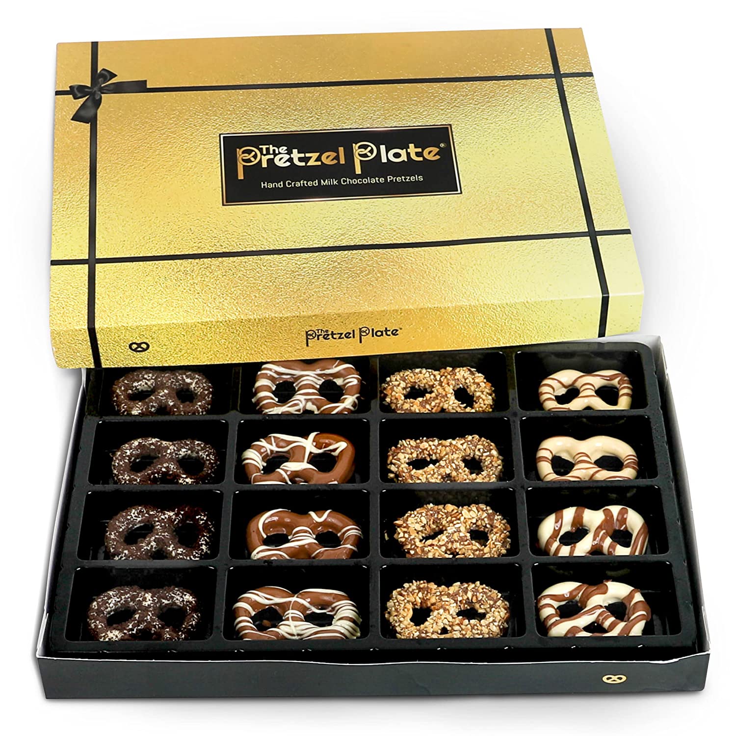The Pretzel Plate Milk Chocolate Covered Pretzels- Fancy Gourmet Assorted Box of Chocolates Gift