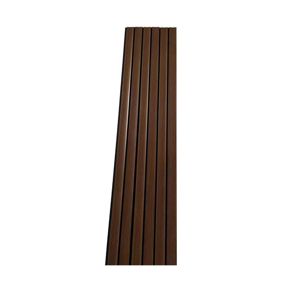 Ejoy CladdingPanel_VWC_G122B-1172-6 94.5 in. x 4.8 in. x 0.5 in. Acoustic Vinyl Wall Cladding Siding Board in Brown Walnut Wood Color (Set of 6-Piece)