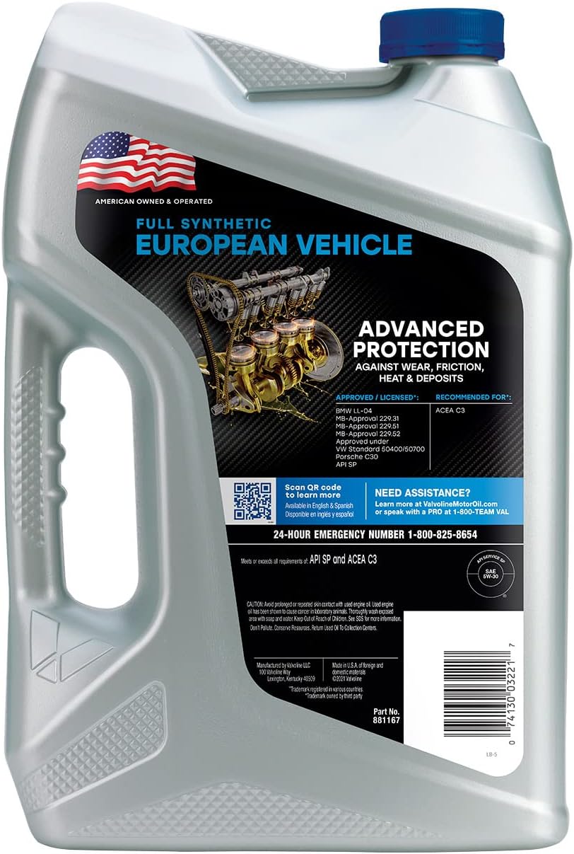 Valvoline European Vehicle Full Synthetic XL-III SAE 5W-30 Motor Oil 5 QT