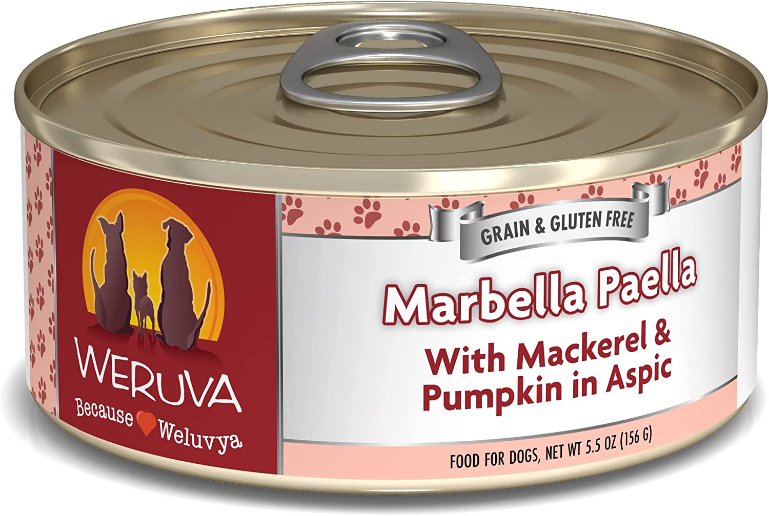 Weruva Marbella Paella with Mackerel & Pumpkin in Aspic Grain-Free Canned Dog Food 5.5 Ounce (Pack of 24)