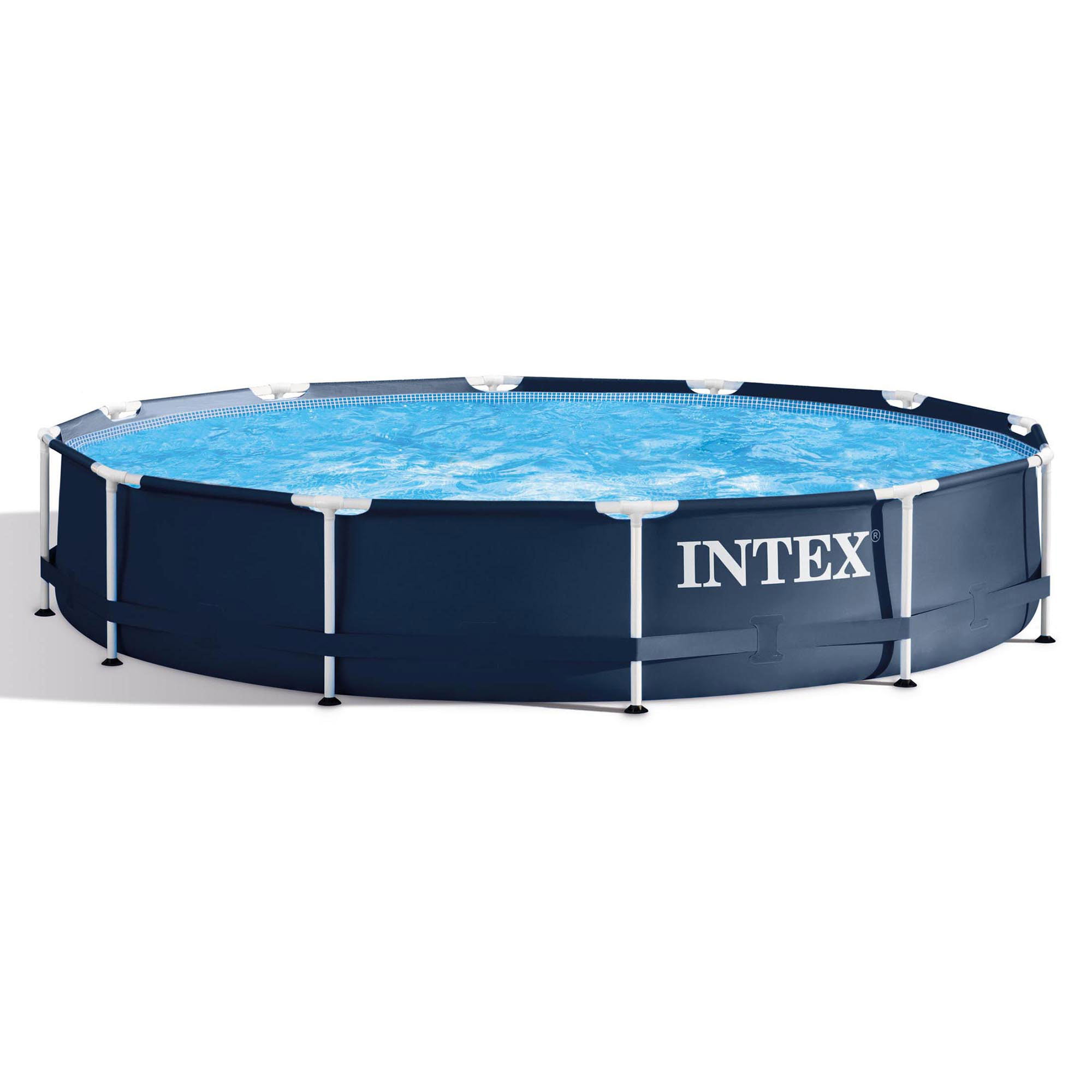 Intex Metal Frame 12′ x 30″ Above Ground Outdoor Swimming Pool with Pump