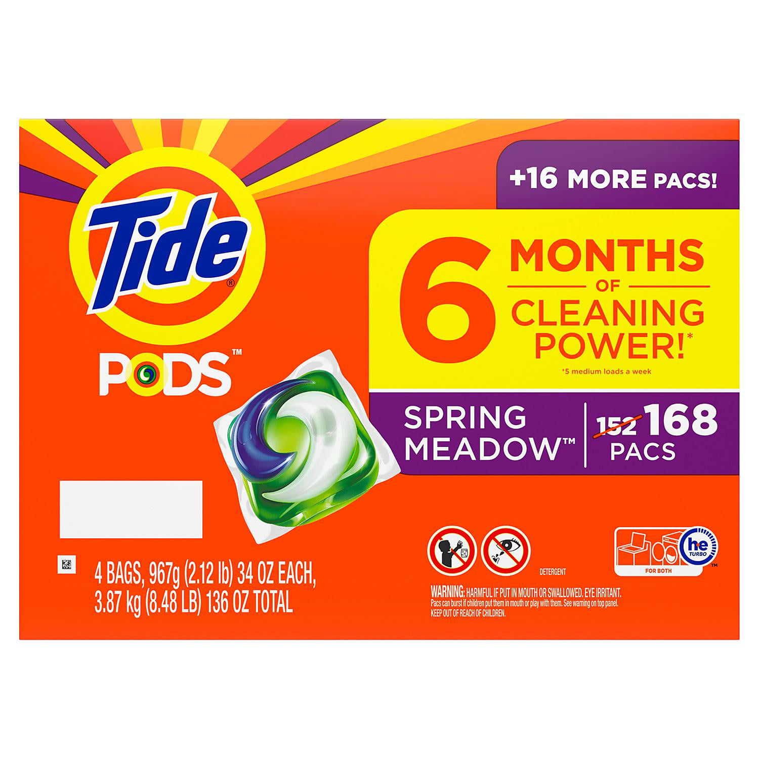 Tide PODS Liquid Laundry Detergent Pacs. Spring Meadow (168 ct.)