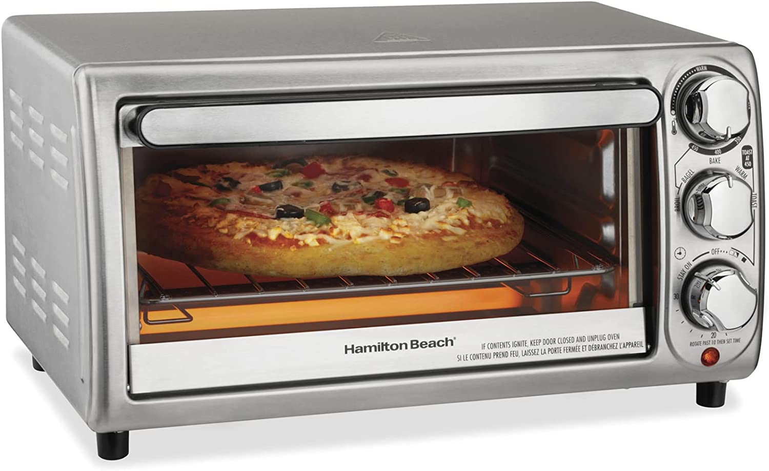 Hamilton Beach 4-Slice Countertop Toaster Oven with Bake Pan. Stainless Steel (31143)