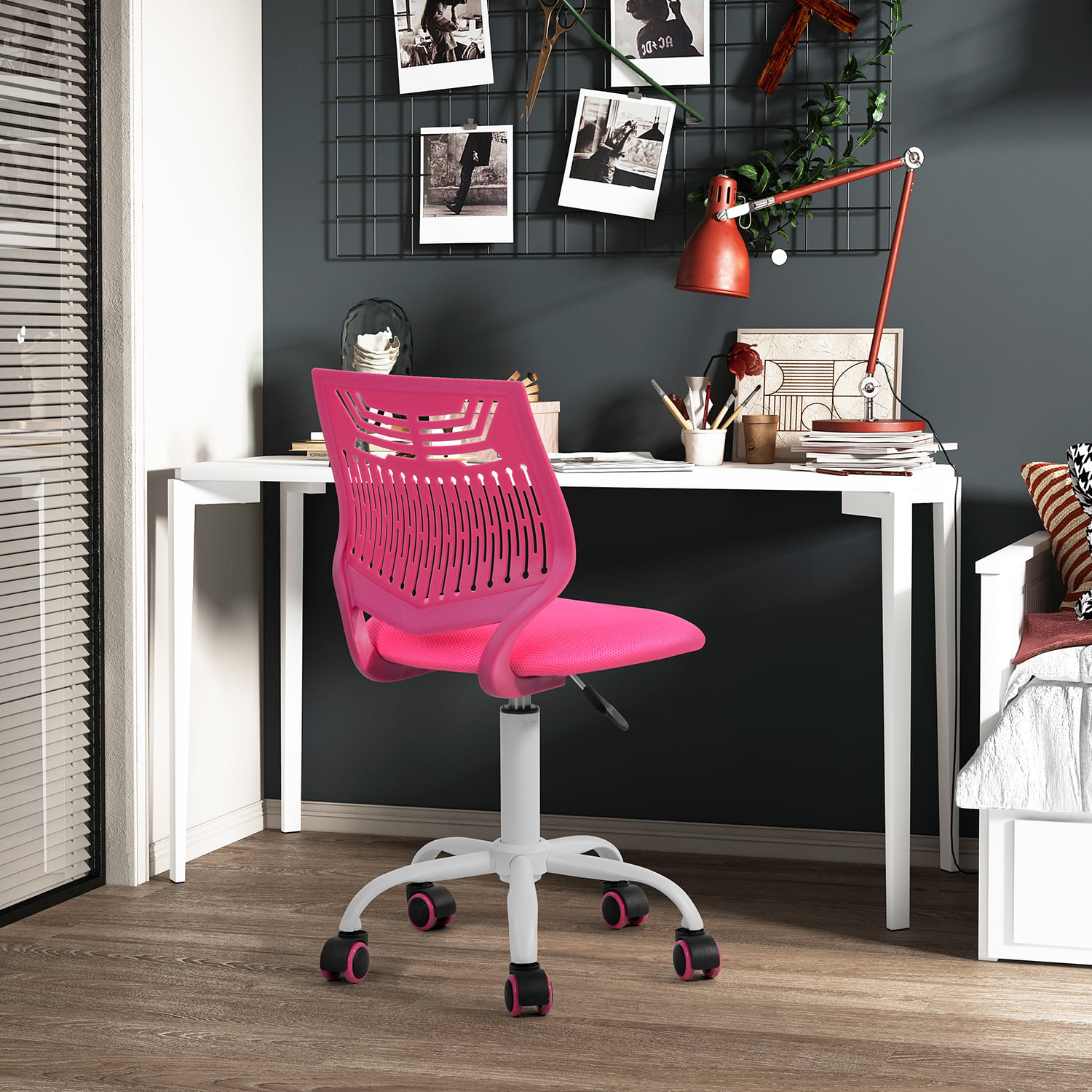 Homy Casa Task Office Chairs Desk Chair with Adjustable Height & Swivel. Pink