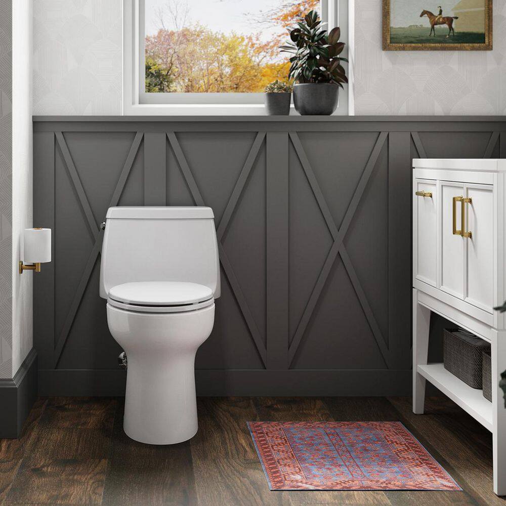 KOHLER 32901-0 Santa Rosa 1-piece 1.28 GPF Single Flush Elongated Toilet in White (Seat Included)