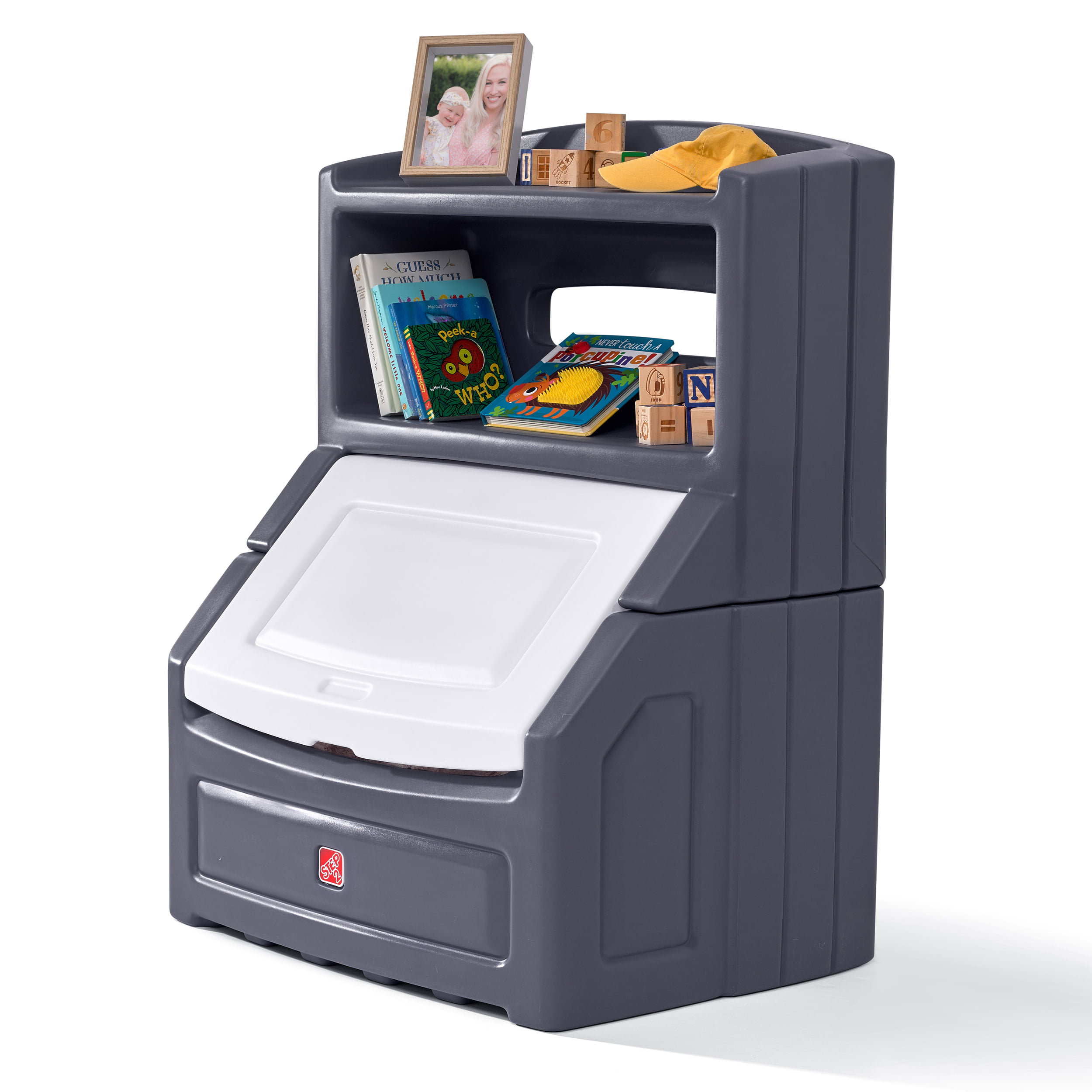 Step2 Lift & Hide Toddler Bookcase Storage Chest Gray