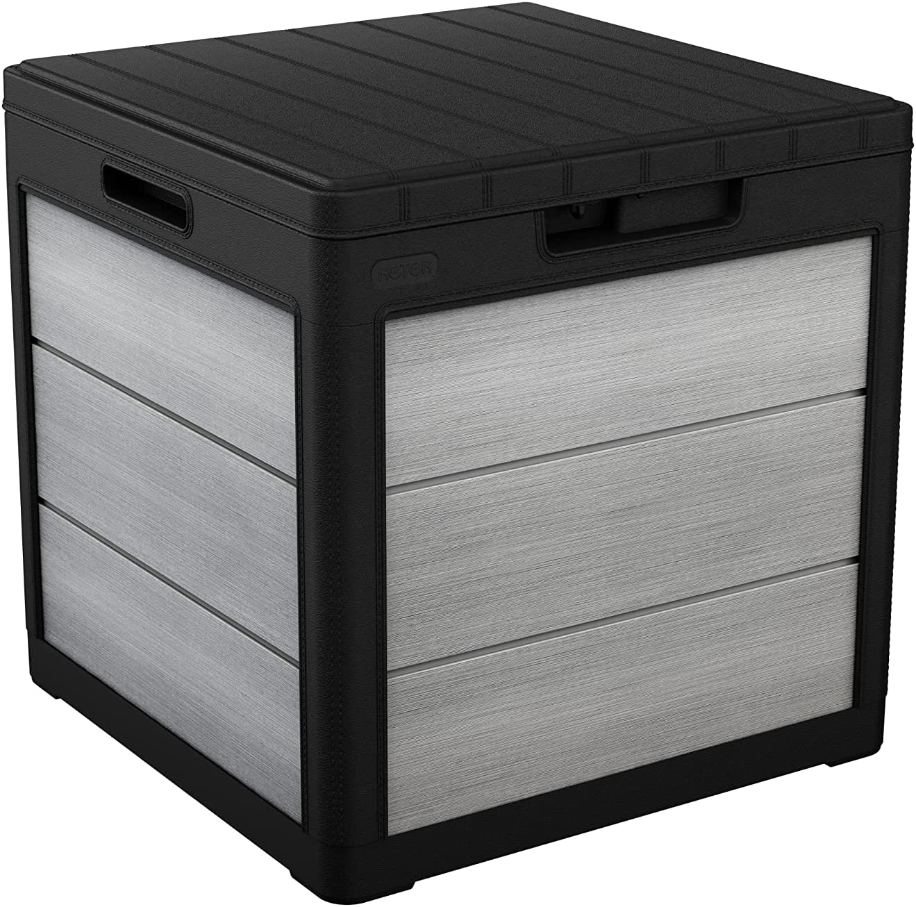 Keter Denali 30 Gallon Resin Deck Box for Patio Furniture. Pool Accessories. and Storage for Outdoor Toys. Grey/Black