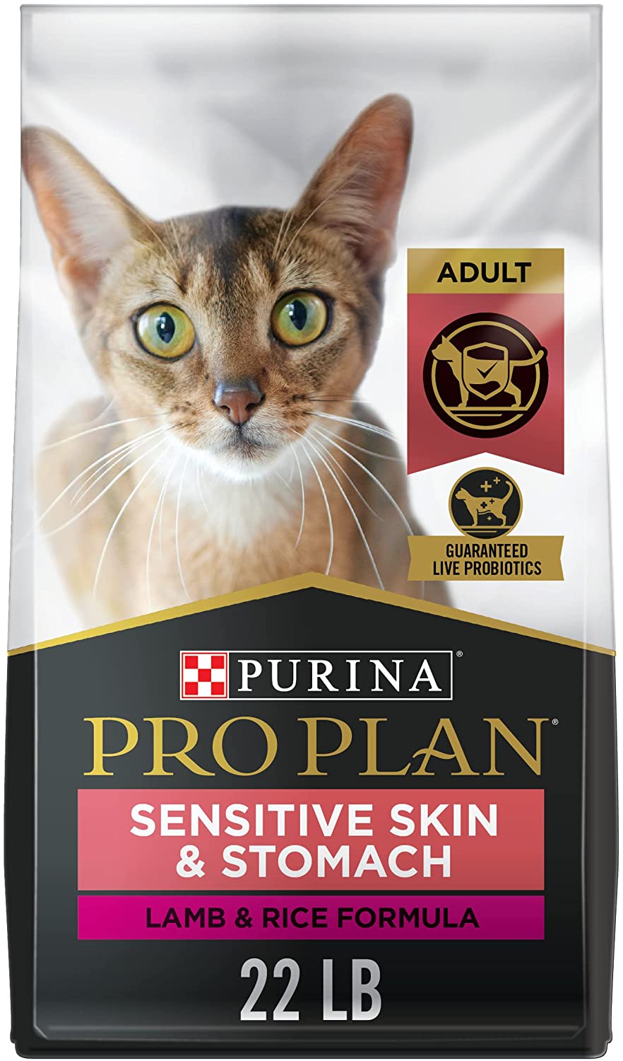 Purina Pro Plan Sensitive Skin and Stomach Cat Food. Lamb and Rice Formula - 22 lb. Bag