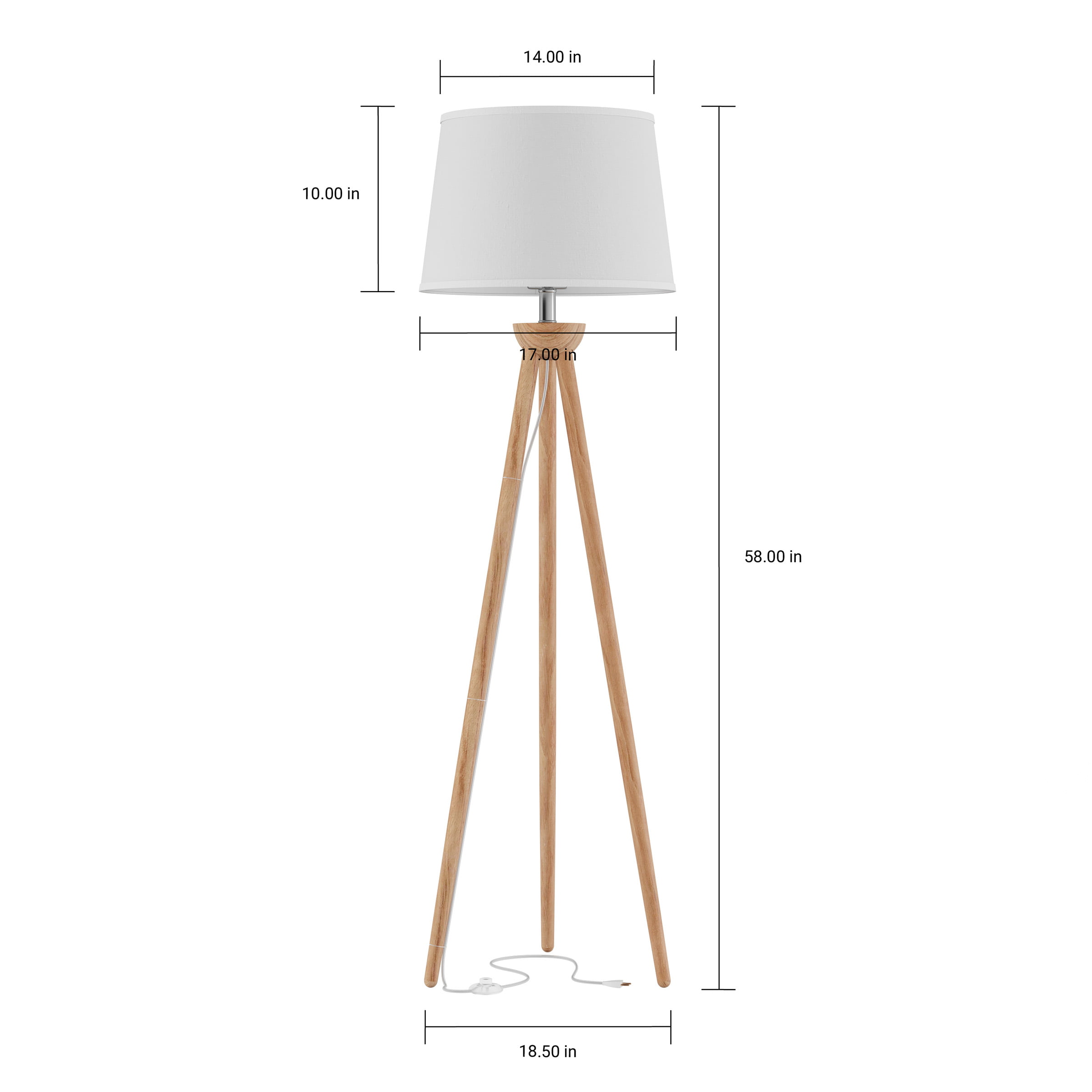 Lavish Home Tripod Floor Lamp with LED Bulb and Natural Oak Wood Base