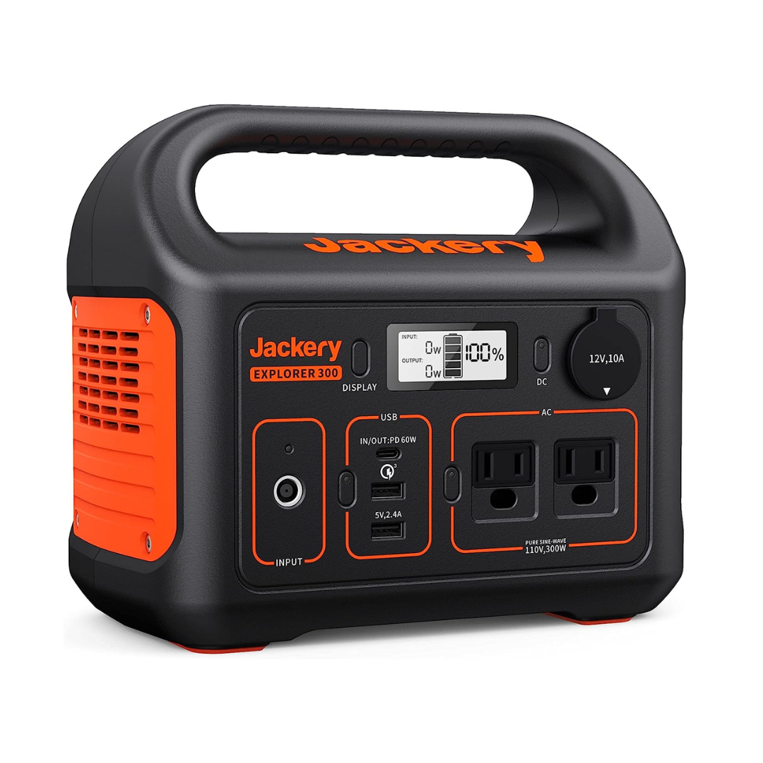 Jackery Portable Power Station Explorer 300. 293Wh Backup Lithium Battery. 110V/300W Pure Sine Wave AC Outlet. Solar Generator