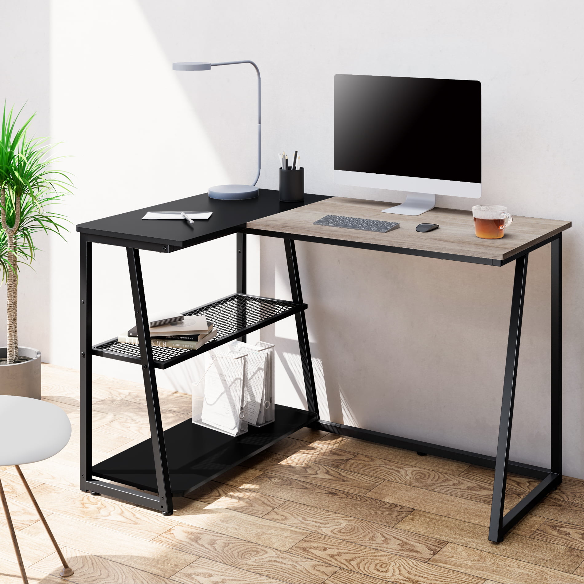L shaped Computer Desk for Small Spaces Corner Desk Study Writing Desk Table