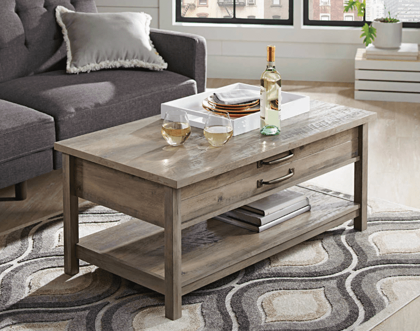 Better Homes & Gardens Modern Farmhouse Rectangle Lift-Top Coffee Table. Rustic Gray finish