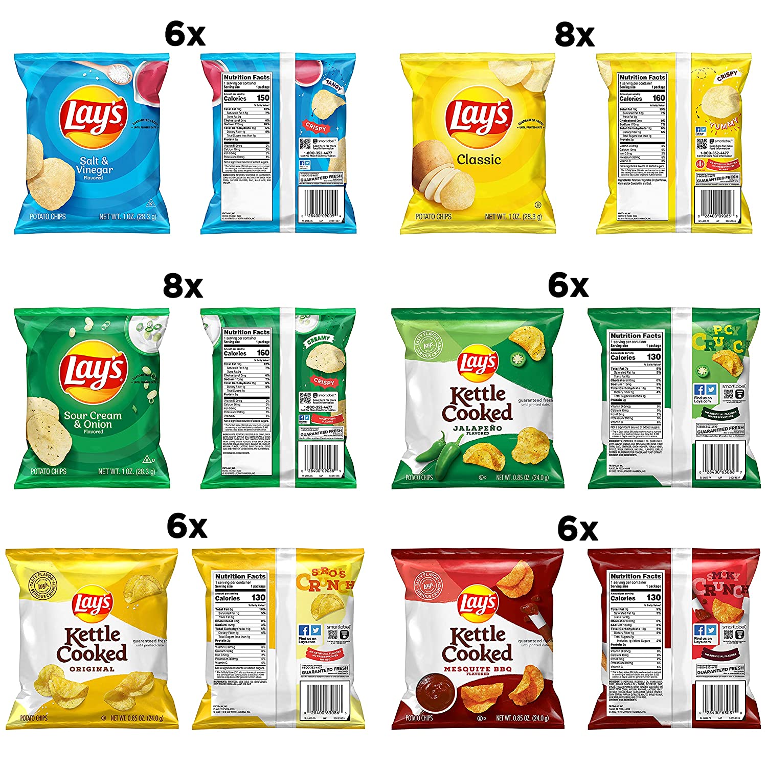 Lay-s and Lay-s Kettle Cooked Potato Chips Variety Pack. (40 Count)